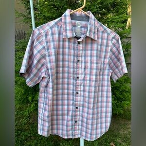 Short Sleeve Stretch Button Up Plaid Shirt 🌟